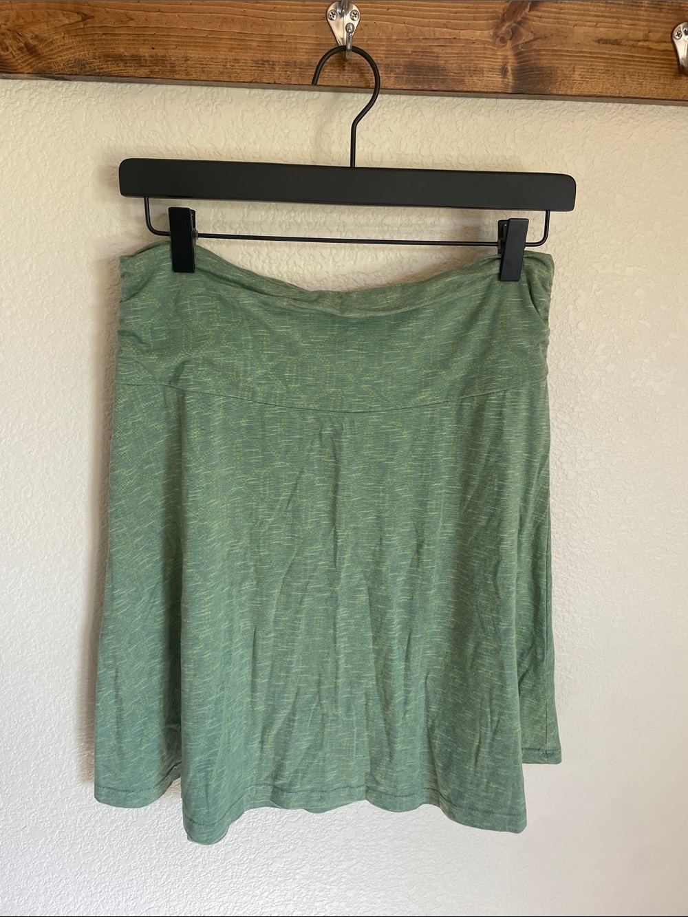 Toad&Co Chaka Skirt Green A-Line Organic Cotton Knit S Pull On Granola Outdoor